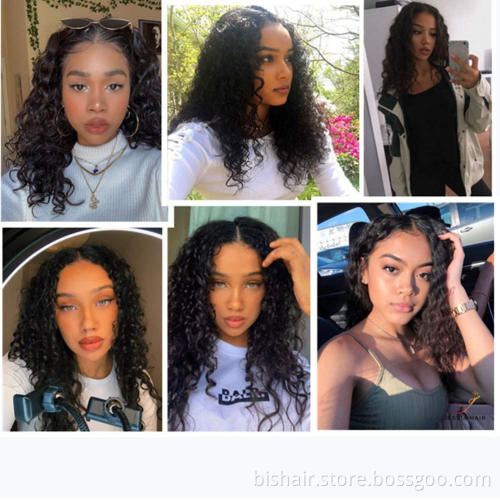 Cheap brazilian virginKinky Curly Front Lace Wig Real Human Hair HD T Part Lace Real Human Hair Wig 180% Density Natural Color